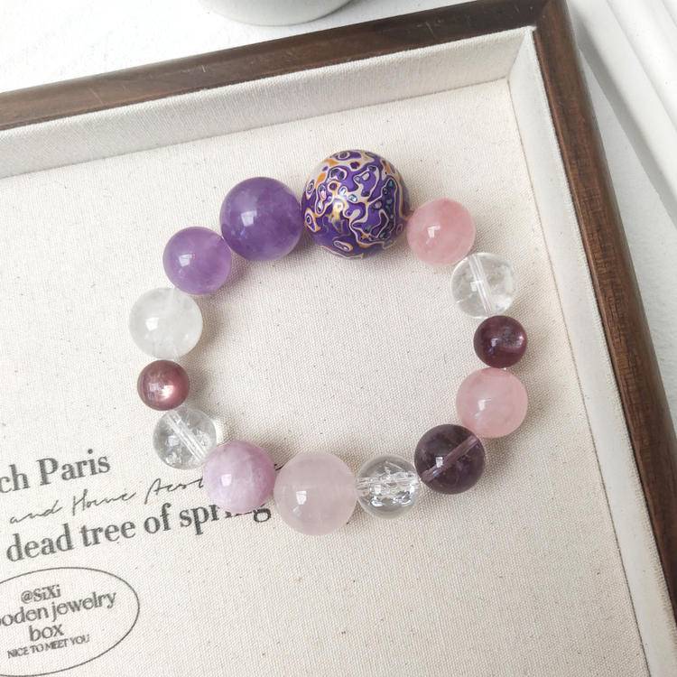HeartHalo® Eternal Aura Bracelet – Rose Quartz & Amethyst Multi-Gem Harmony