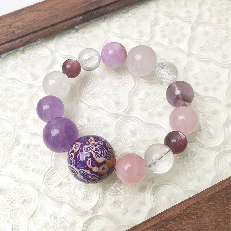 HeartHalo® Eternal Aura Bracelet – Rose Quartz & Amethyst Multi-Gem Harmony