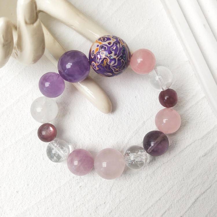 HeartHalo® Eternal Aura Bracelet – Rose Quartz & Amethyst Multi-Gem Harmony