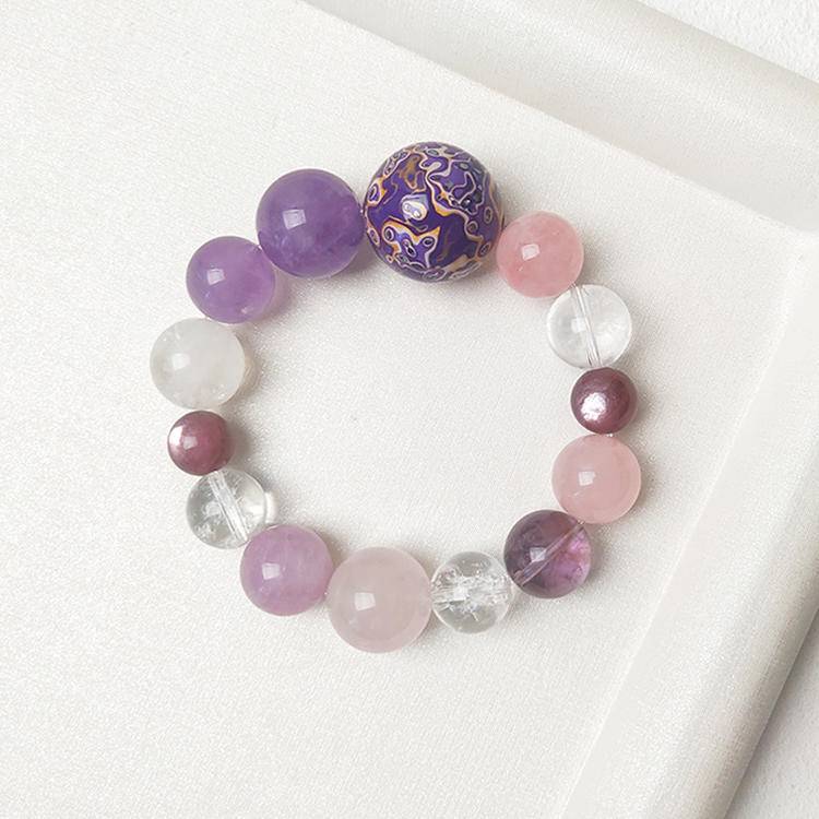 HeartHalo® Eternal Aura Bracelet – Rose Quartz & Amethyst Multi-Gem Harmony