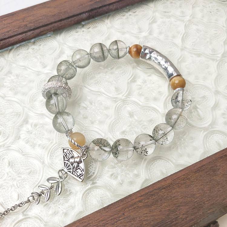 HeartHalo® Guardian Strength Bracelet – Green Phantom & Golden Tiger Eye