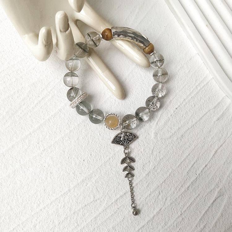 HeartHalo® Guardian Strength Bracelet – Green Phantom & Golden Tiger Eye