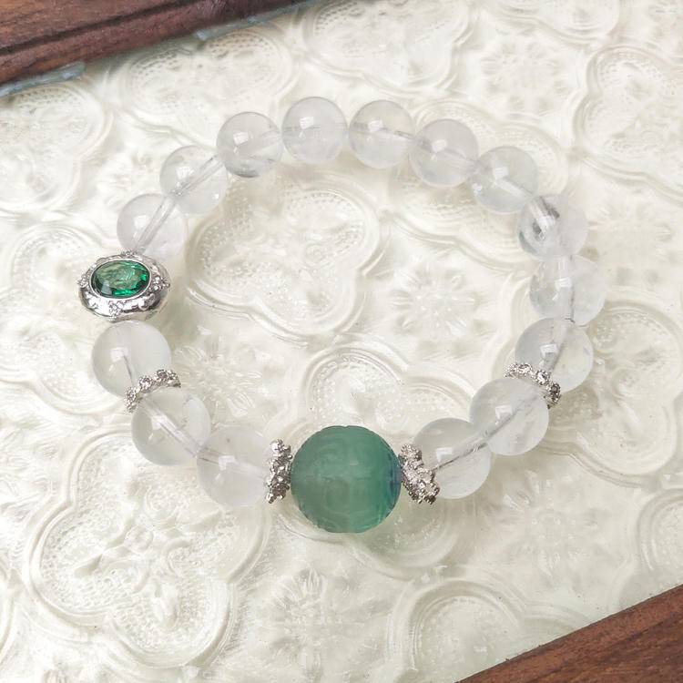 HeartHalo® Mystic Clarity Bracelet – Phantom Quartz & Fluorite Spiral Beads