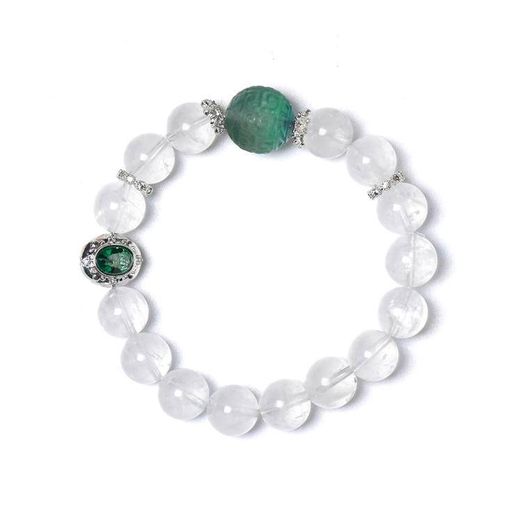HeartHalo® Mystic Clarity Bracelet – Phantom Quartz & Fluorite Spiral Beads