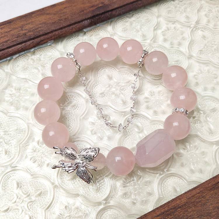 HeartHalo® Love Wings Bracelet – Rose Quartz & Butterfly Charm