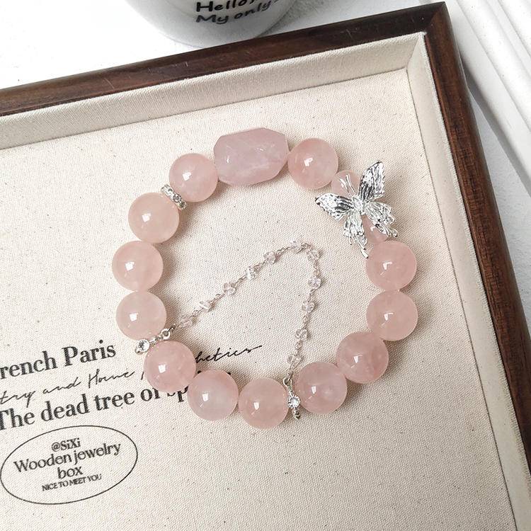 HeartHalo® Love Wings Bracelet – Rose Quartz & Butterfly Charm