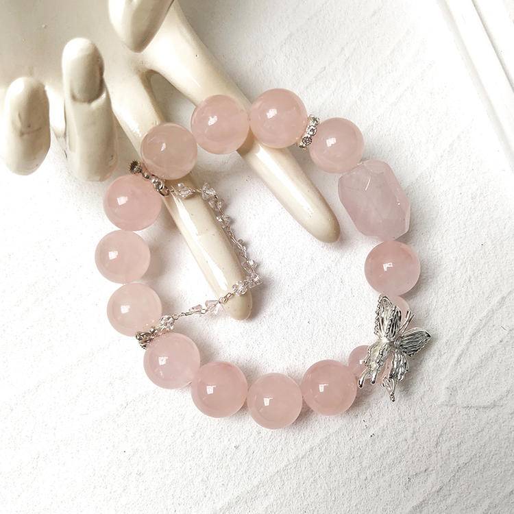 HeartHalo® Love Wings Bracelet – Rose Quartz & Butterfly Charm