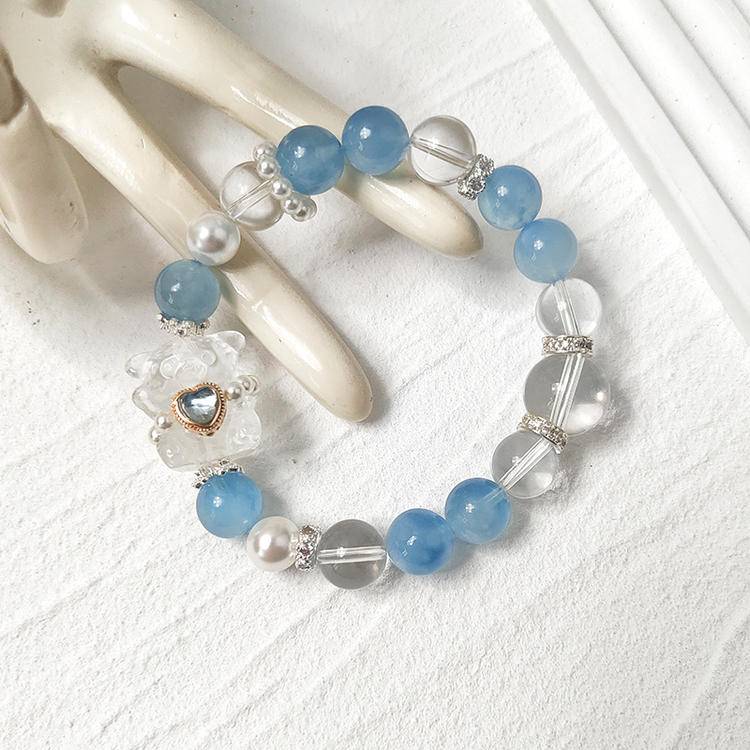 HeartHalo® Aquabear Bracelet – Aquamarine & Clear Quartz