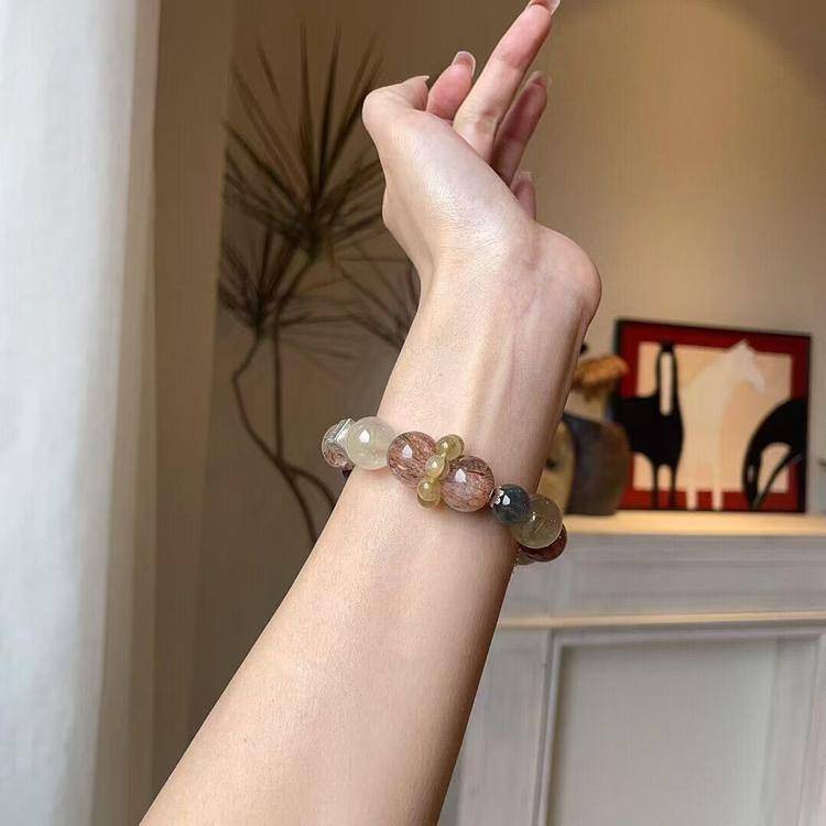 HeartHalo® Cosmic Guardian Bracelet – Amethyst Phantom, Rutilated Quartz & Black Golden Super Seven