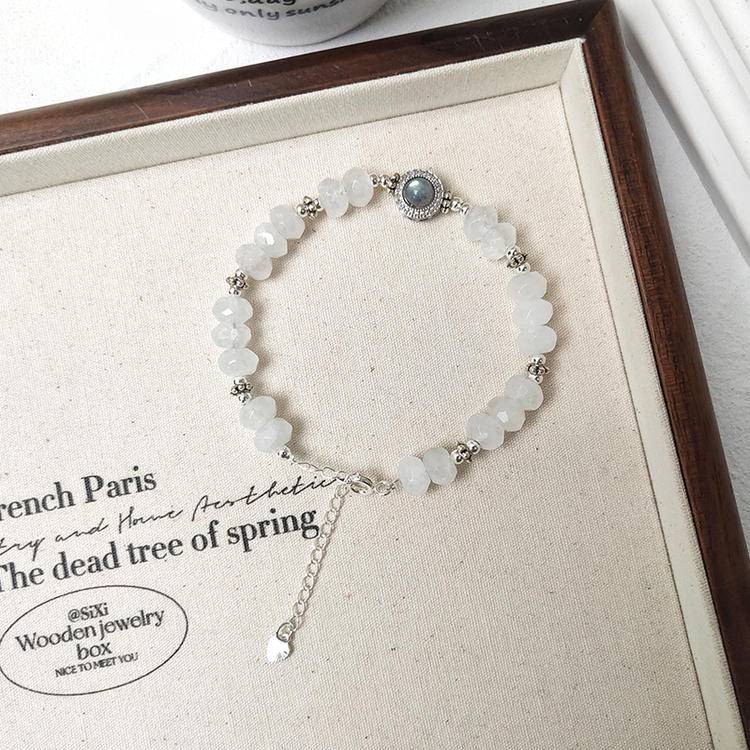 HeartHalo® Moonlit Vision Bracelet – Phantom Quartz & Gray Moonstone Faceted Beads