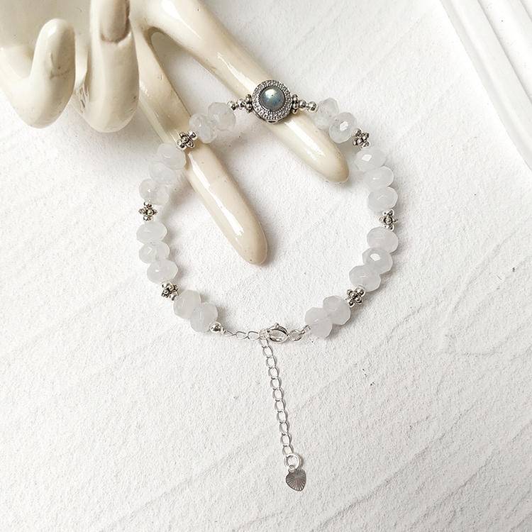 HeartHalo® Moonlit Vision Bracelet – Phantom Quartz & Gray Moonstone Faceted Beads