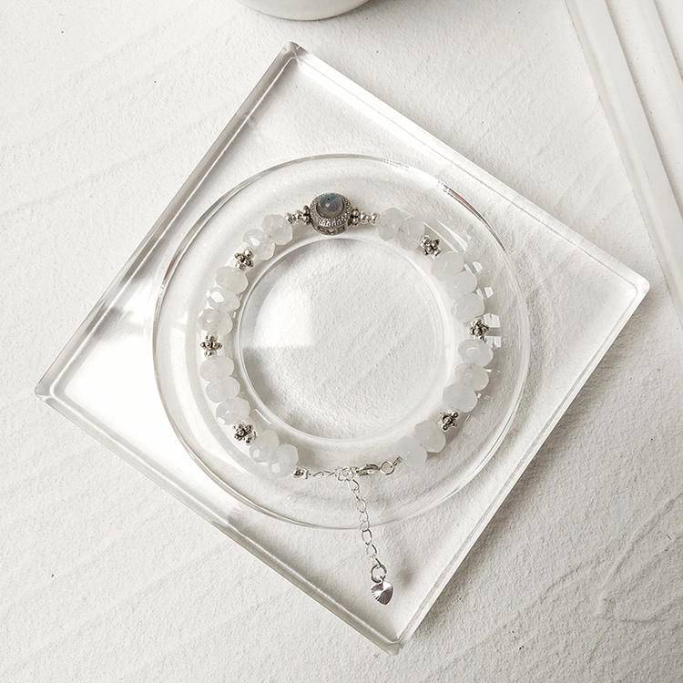 HeartHalo® Moonlit Vision Bracelet – Phantom Quartz & Gray Moonstone Faceted Beads