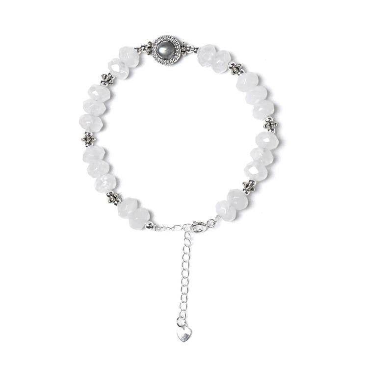 HeartHalo® Moonlit Vision Bracelet – Phantom Quartz & Gray Moonstone Faceted Beads