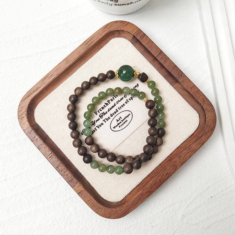 HeartHalo® Tranquil Balance Bracelet – Jade & Agarwood Double Wrap