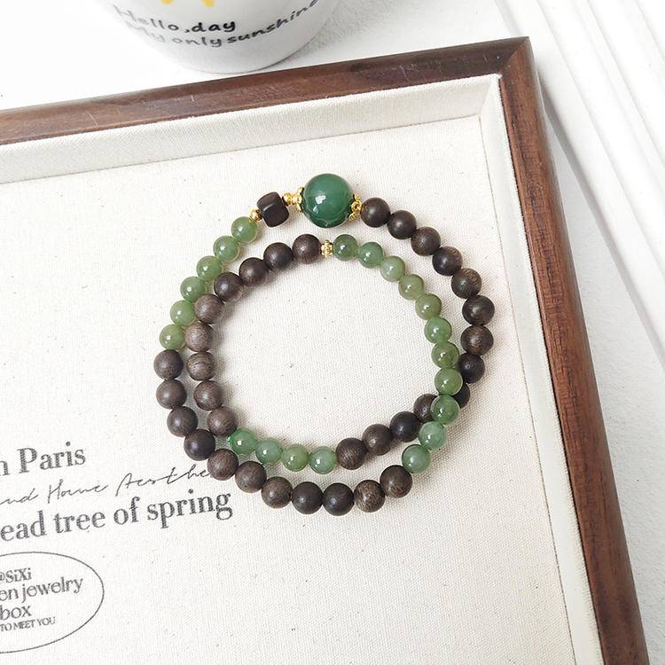 HeartHalo® Tranquil Balance Bracelet – Jade & Agarwood Double Wrap