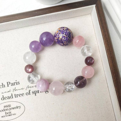 HeartHalo® Eternal Aura Bracelet – Rose Quartz & Amethyst Multi-Gem Harmony