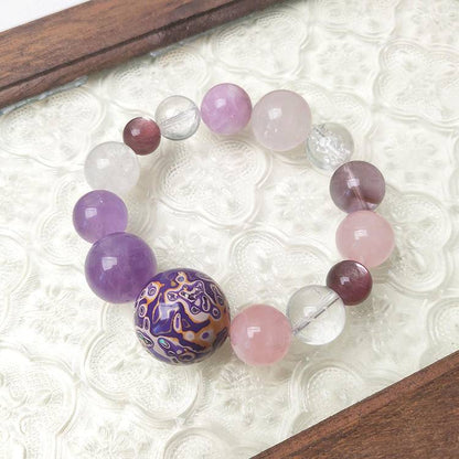 HeartHalo® Eternal Aura Bracelet – Rose Quartz & Amethyst Multi-Gem Harmony