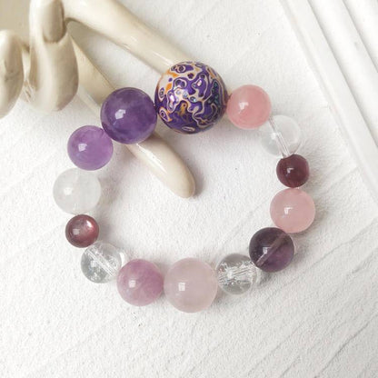 HeartHalo® Eternal Aura Bracelet – Rose Quartz & Amethyst Multi-Gem Harmony