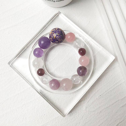 HeartHalo® Eternal Aura Bracelet – Rose Quartz & Amethyst Multi-Gem Harmony