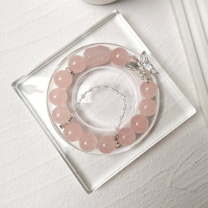 HeartHalo® Love Wings Bracelet – Rose Quartz & Butterfly Charm