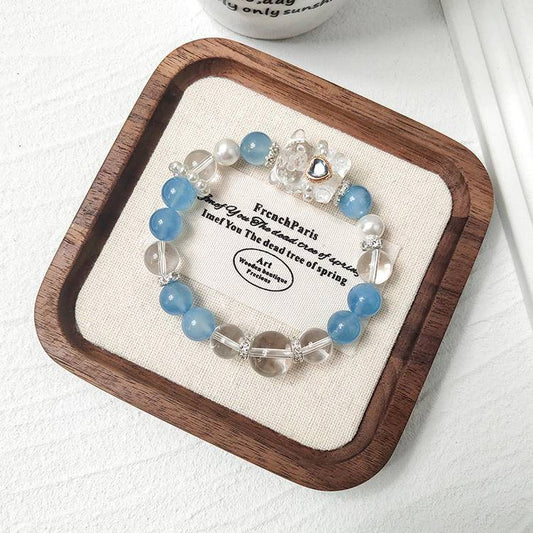 HeartHalo® Aquabear Bracelet – Aquamarine & Clear Quartz