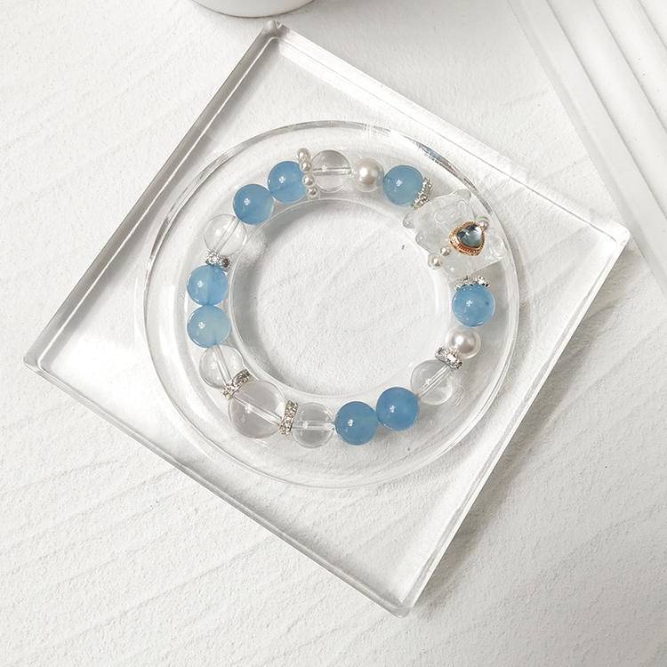 HeartHalo® Aquabear Bracelet – Aquamarine & Clear Quartz