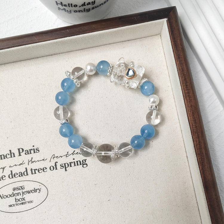 HeartHalo® Aquabear Bracelet – Aquamarine & Clear Quartz