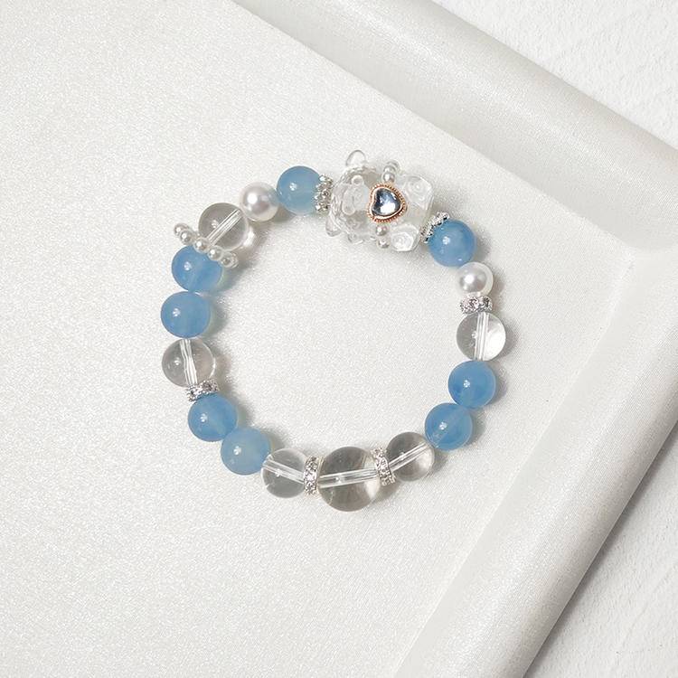HeartHalo® Aquabear Bracelet – Aquamarine & Clear Quartz