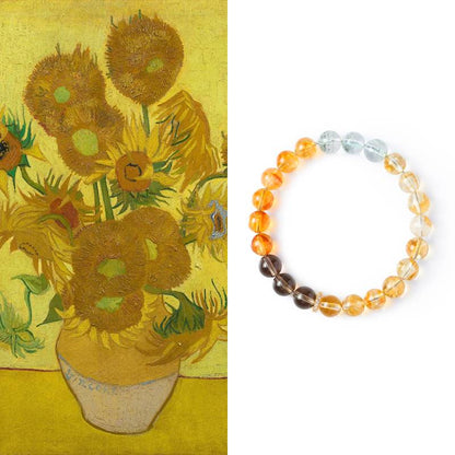 HeartHalo® Van Gogh Sunflower Bracelet – Citrine, Smoky Quartz & Green Phantom