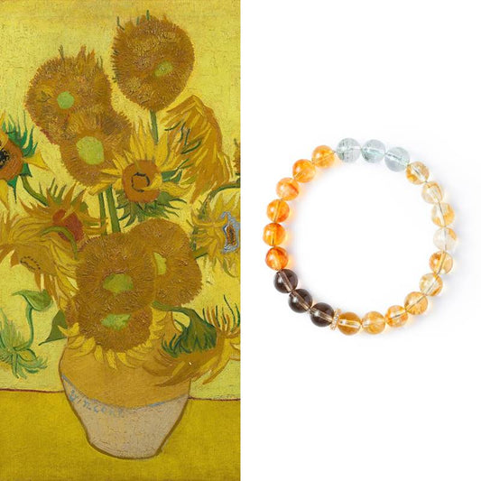 HeartHalo® Van Gogh Sunflower Bracelet – Citrine, Smoky Quartz & Green Phantom
