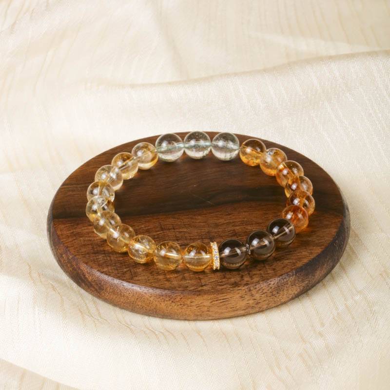 HeartHalo® Van Gogh Sunflower Bracelet – Citrine, Smoky Quartz & Green Phantom