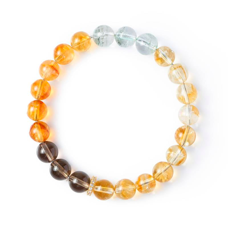 HeartHalo® Van Gogh Sunflower Bracelet – Citrine, Smoky Quartz & Green Phantom