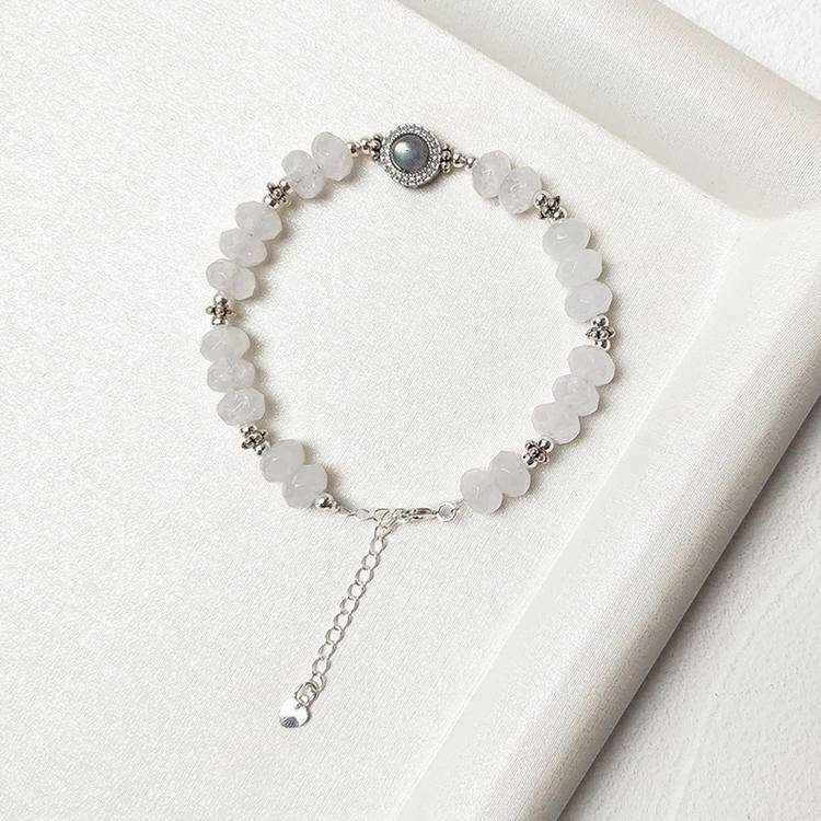 HeartHalo® Moonlit Vision Bracelet – Phantom Quartz & Gray Moonstone Faceted Beads