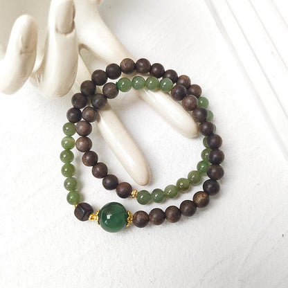 HeartHalo® Tranquil Balance Bracelet – Jade & Agarwood Double Wrap