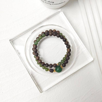 HeartHalo® Tranquil Balance Bracelet – Jade & Agarwood Double Wrap