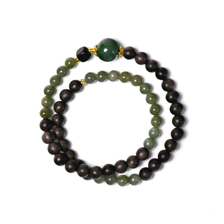 HeartHalo® Tranquil Balance Bracelet – Jade & Agarwood Double Wrap