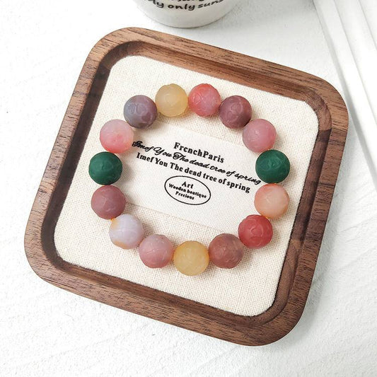 HeartHalo® Fortune Clover Bracelet – Carved Agate Beads